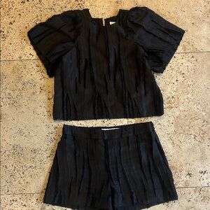 Marie Oliver Black Textured Top and Shorts Set